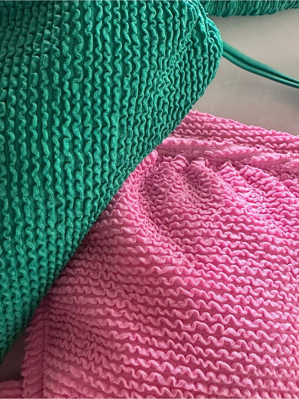 Bundle Pink and Green Textured Bikini Set - Two Piece Swimwear - Picture 2 of 2